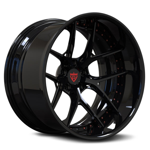 RVRN RV-DR08D custom forged Chevy C10 rims in black finish featuring deep dish rims design and aggressive custom truck wheel fitment