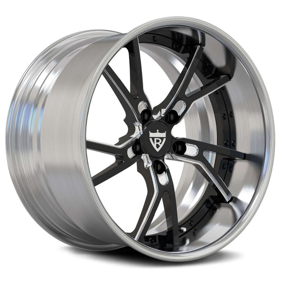 RVRN RV-DR12 Porsche Cayenne deep dish forged wheel featuring black and silver finish, custom forged fitment engineered for luxury SUV performance builds
