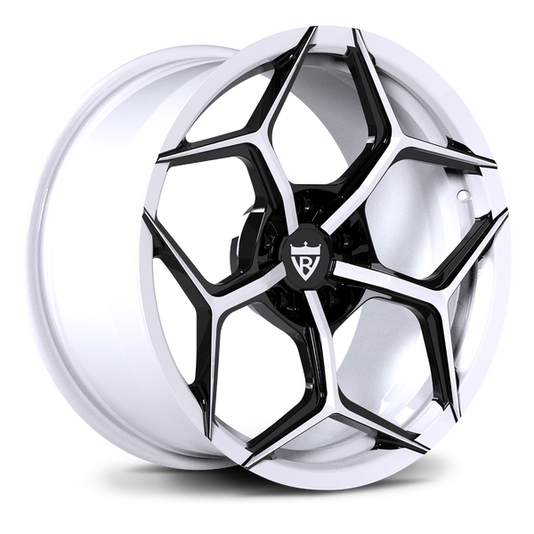 RV-MC491 custom forged Corvette wheel black and white finish transparent background