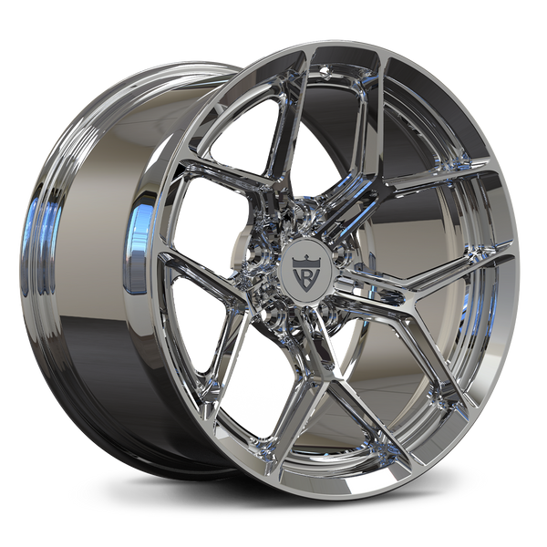 Side view of MR615 forged monoblock wheel with deep concave Y-spoke design in chrome