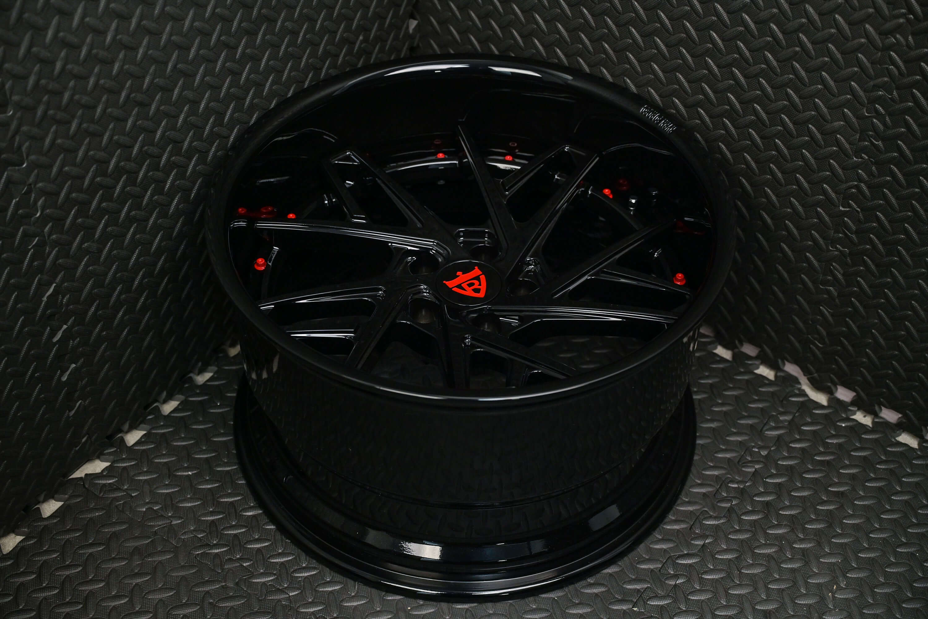 Custom black deep dish rim for Subaru STI, ideal for enhancing performance and style on the road.