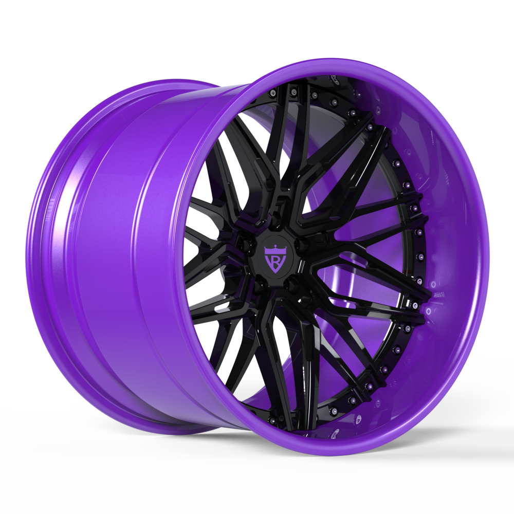 Purple and black 2-piece deep dish wheels RV-T081 designed for Dodge vehicles.