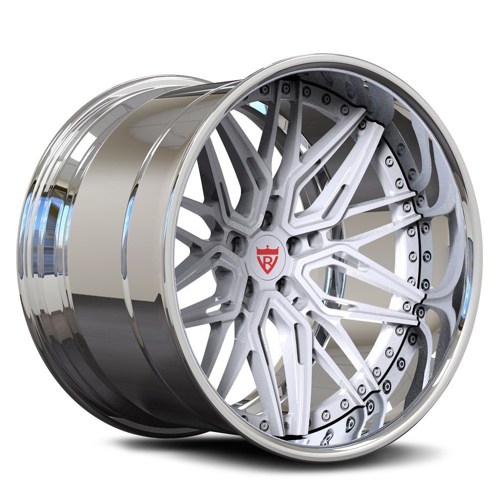 2-piece forged deep dish wheel with white and chrome finish-RVRN Wheels-RV-T081 Series