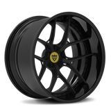 Staggered black deep dish rims custom built for lowered Chevy C10-RVRN Wheels forged 2-piece wheels RV-DR08D Series