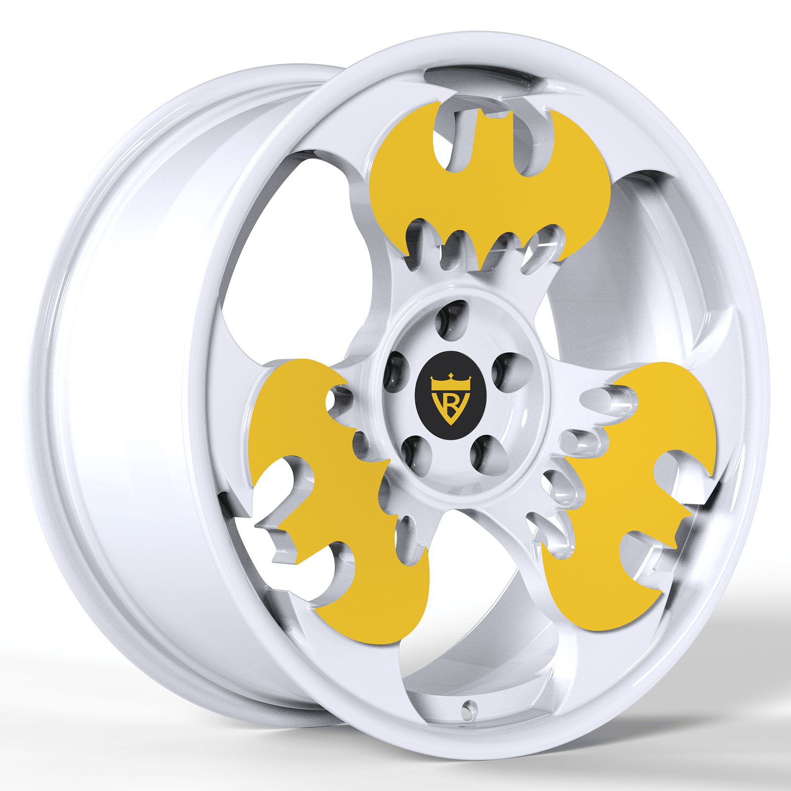 Premium forged Batman rims in white with a unique design for performance cars: RV-MBT - RVRN WHEELS