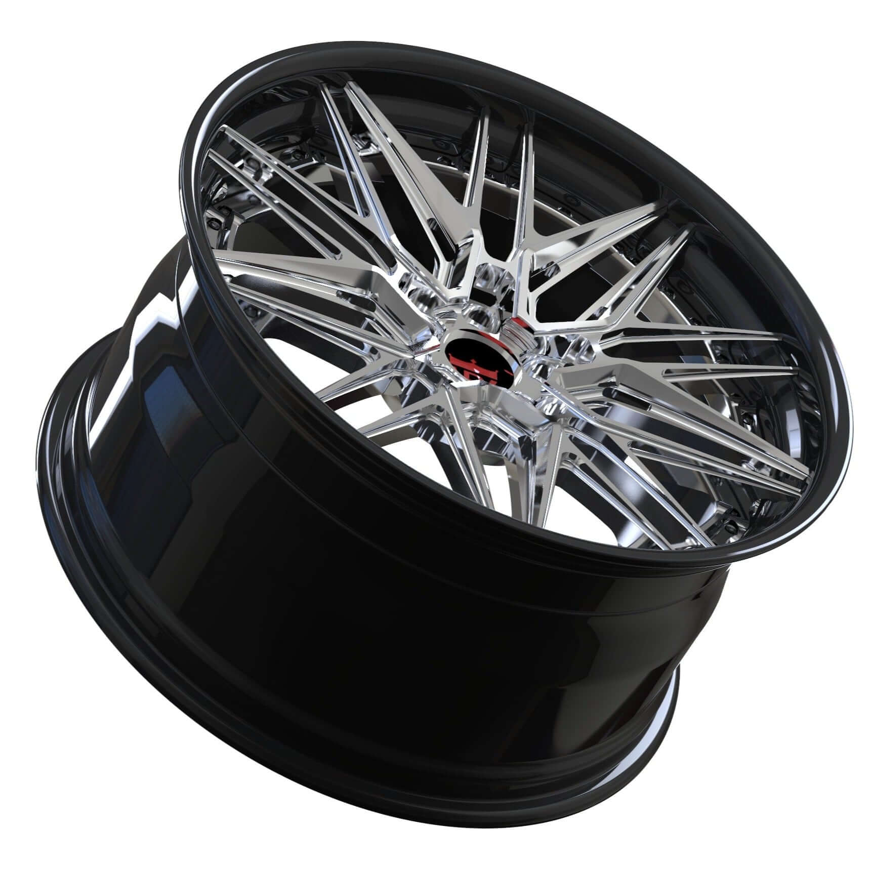 CHRYSLER 300S AFTERMARKET WHEELS-RVRN RV-T081 SERIES-CUSTOM FORGED 2PC RIMS CHROME AND BLACK