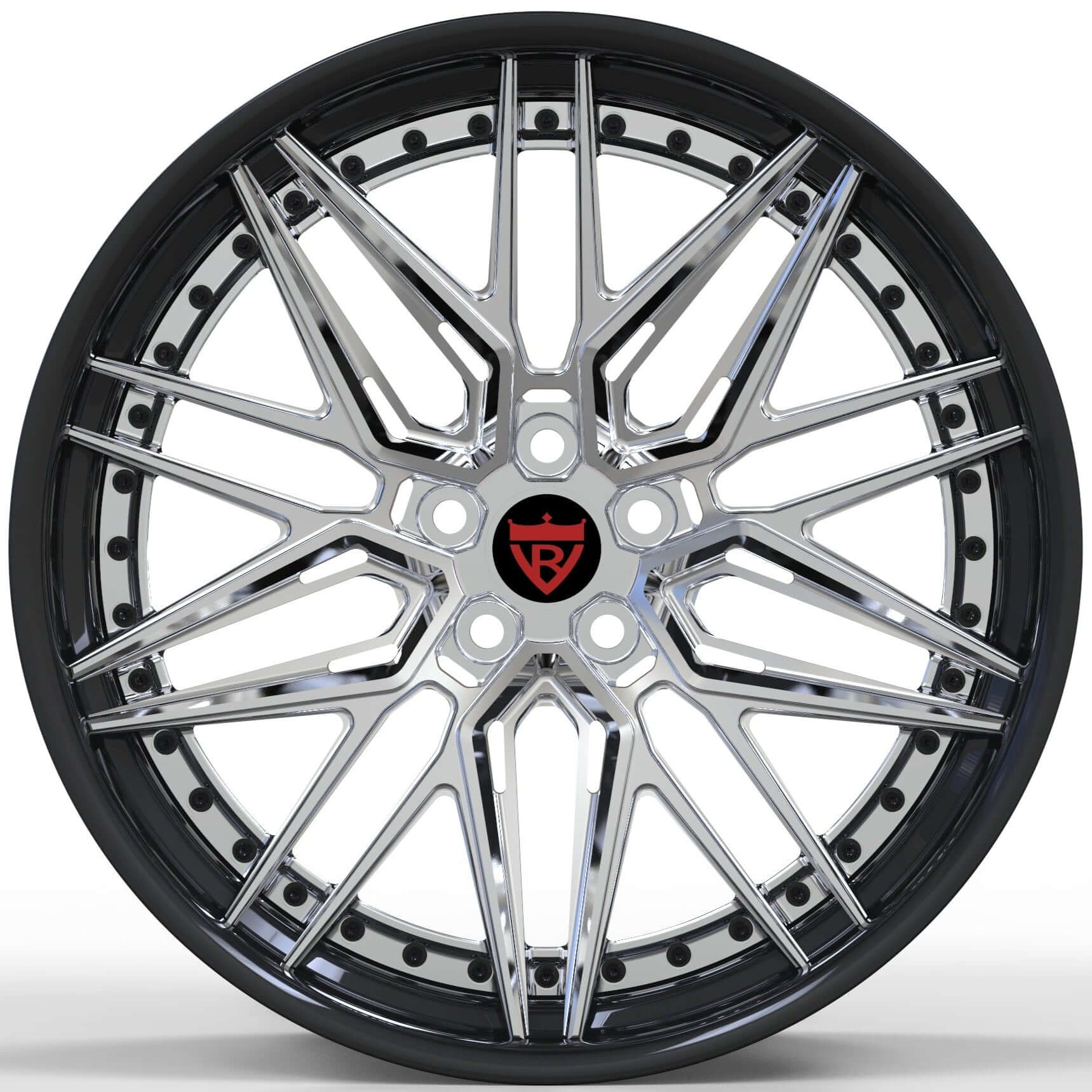 CHRYSLER 300S AFTERMARKET WHEELS-RVRN RV-T081 SERIES-CUSTOM FORGED 2PC RIMS CHROME AND BLACK