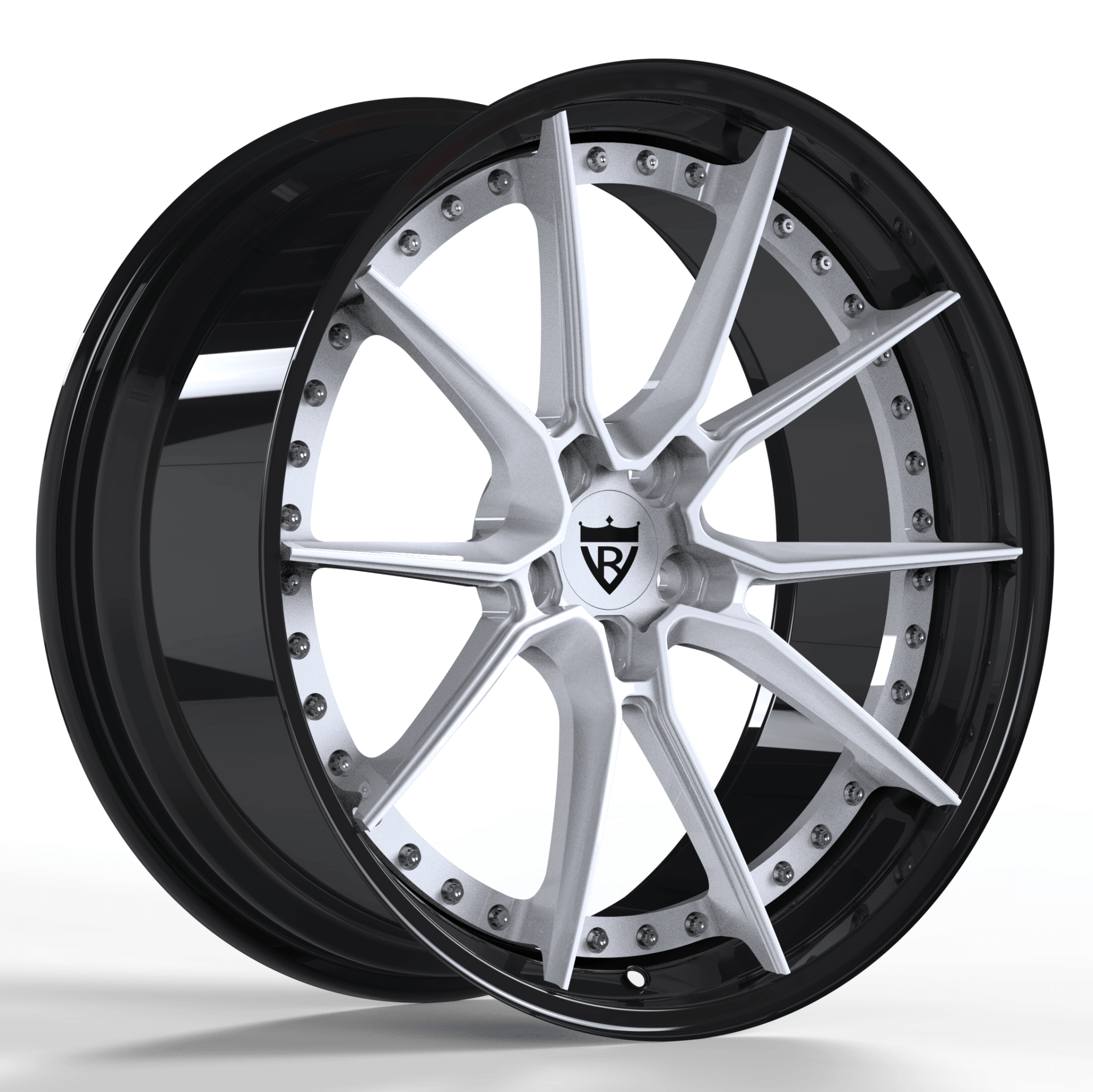 white and black forged wheels for Dodge Ram 1500 – 10-spoke luxury truck rims
