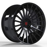 Custom forged BMW 3-piece wheels, RV-TR66 design, featuring a sleek black finish and lightweight aluminum construction.