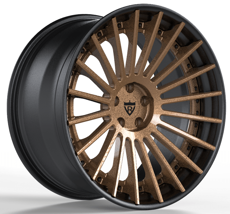 Custom 3-piece forged RV-TR66 wheel in bronze and black, ideal for BMW owners seeking lightweight performance.