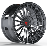 Custom forged RV-TR66 3-piece BMW wheels in glossy black finish, showcasing high-quality design and lightweight strength.