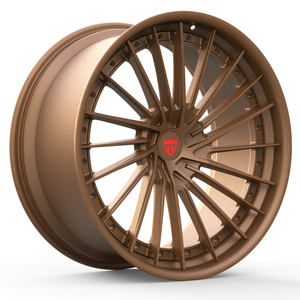 Custom forged 2-piece wheels for Audi S5 featuring a bronze finish and aggressive multi-spoke design.