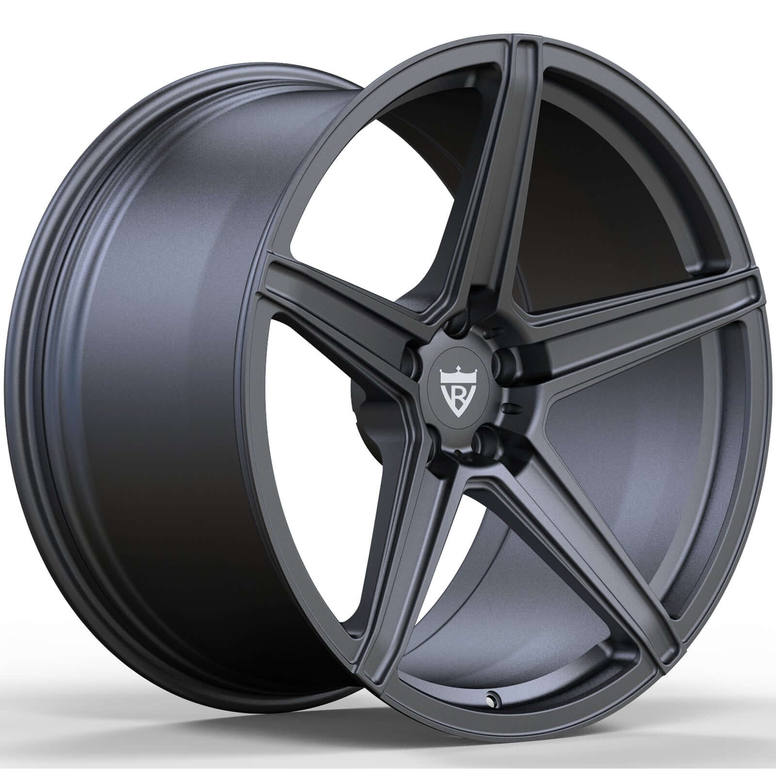 Custom 1 piece forged wheel RV-MB559, designed for BMW X5, 21 inch monoblock rim in sleek black finish.