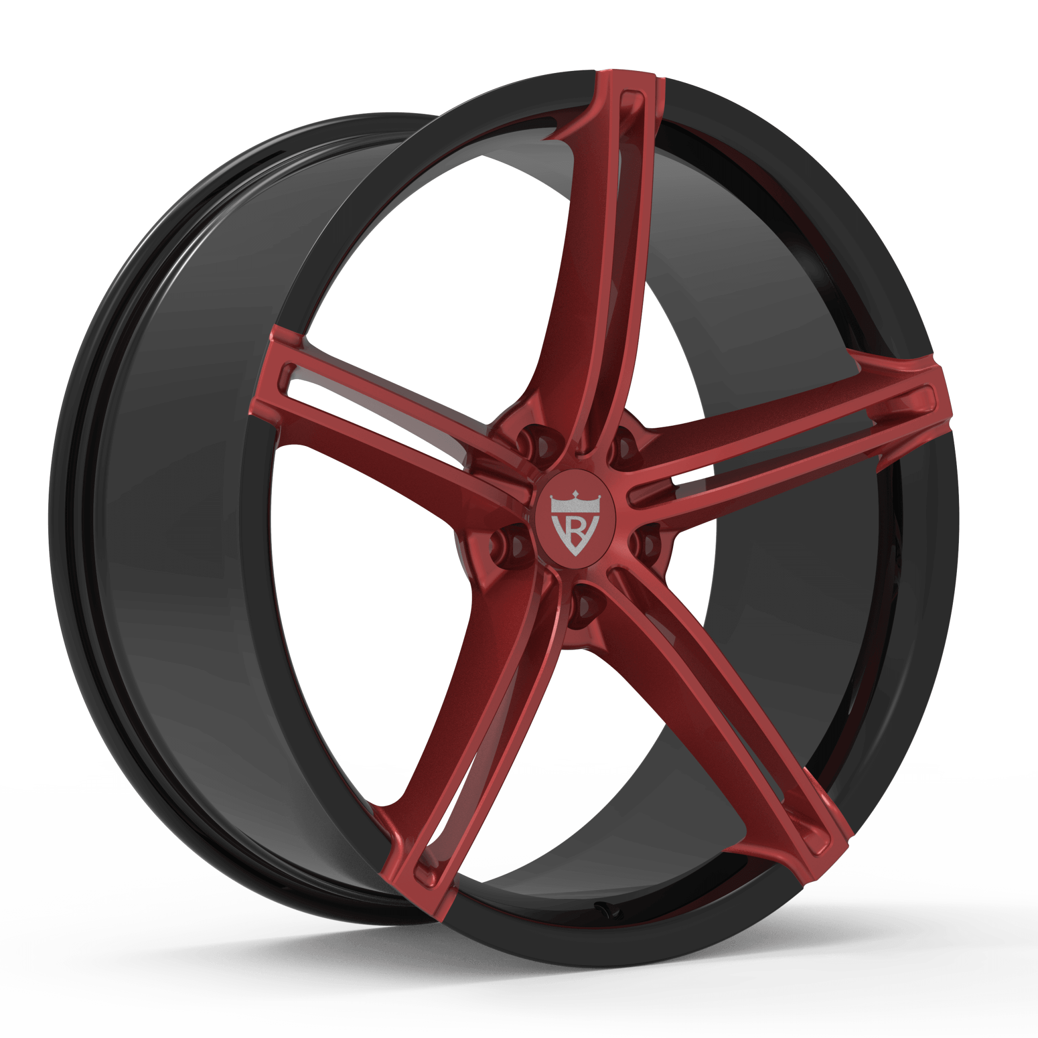 CUSTOM 1 PIECE 5 SPOKE MAROON FORGED WHEELS SERIES : RV-MS63B - RVRN WHEELS
