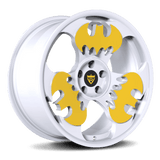 Custom forged Batman rims for cars in white and yellow finish: RV-MBT - RVRN WHEELS- Unique rims