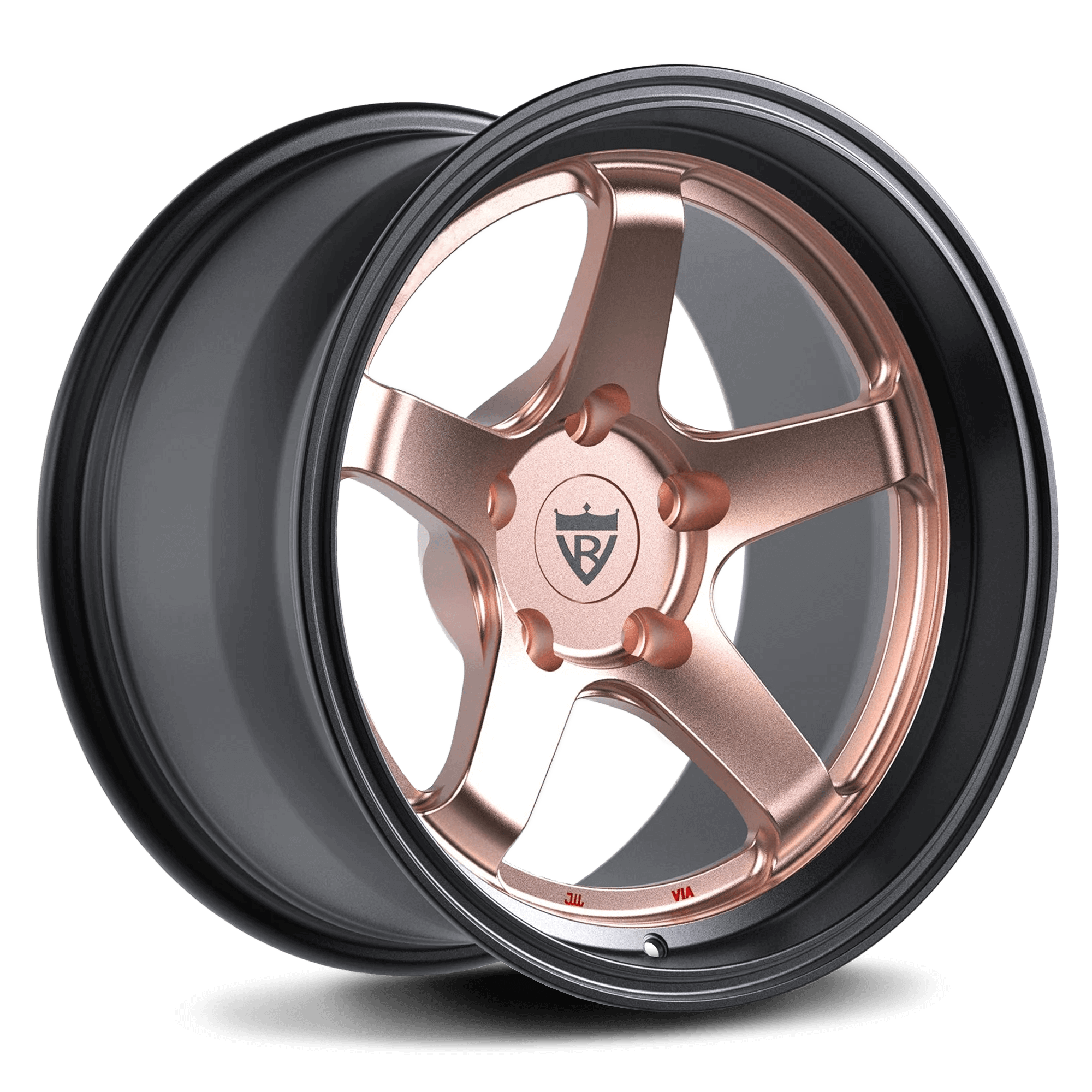 CUSTOM 1 PIECE FORGED ROSE GOLD AND BLACK WHEELS SERIES: RV-MJ010 - RVRN WHEELS