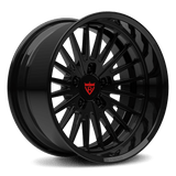 Black forged deep dish wheel for trucks with chrome finish, model RV-HR01. Elegant monoblock deep dish design, enhancing truck aesthetics.
