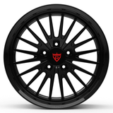 Deep dish gloss black custom forged wheels for Jeep Wrangler truck enthusiasts, available in multiple colors