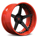 Black deep dish 5 spoke wheels with RVRN Red finish for trucks: RV-DF14 - RVRN WHEELS
