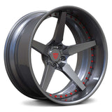 Gunmetal Grey with red custom forged five spoke rims for trucks: RV-DF14 - RVRN Wheels
