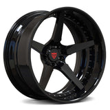 Black custom forged five spoke rims for trucks: RV-DF14 - RVRN Wheels
