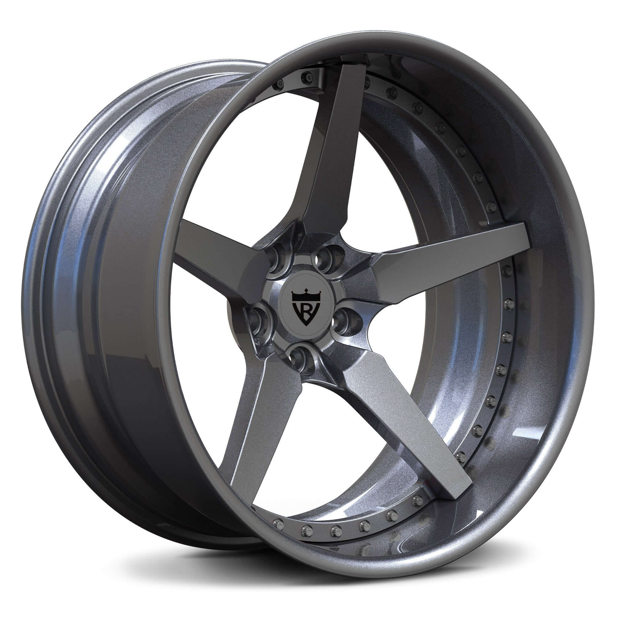 Gunmetal Grey with black custom forged five spoke rims for trucks: RV-DF14 - RVRN Wheels
