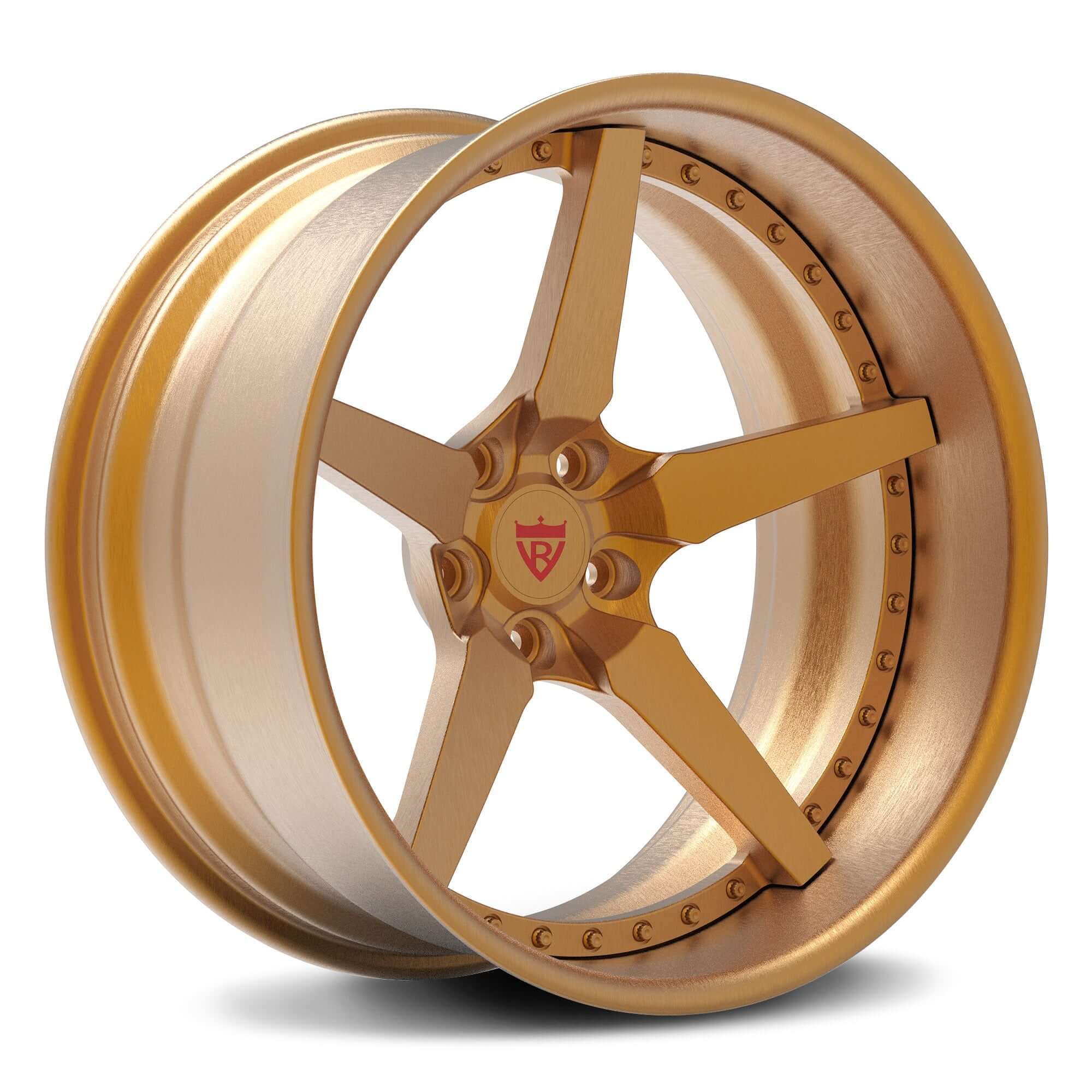 CUSTOM 2 PIECE FORGED Gold 5 spoke WHEELS: RV-DF14 - RVRN WHEELS- the best custom forged wheels brand