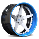 Blue, White and Black rims with five spoke and deep dish style-RV-DF14 | RVRN Custom Forged 2-Piece Wheels Series