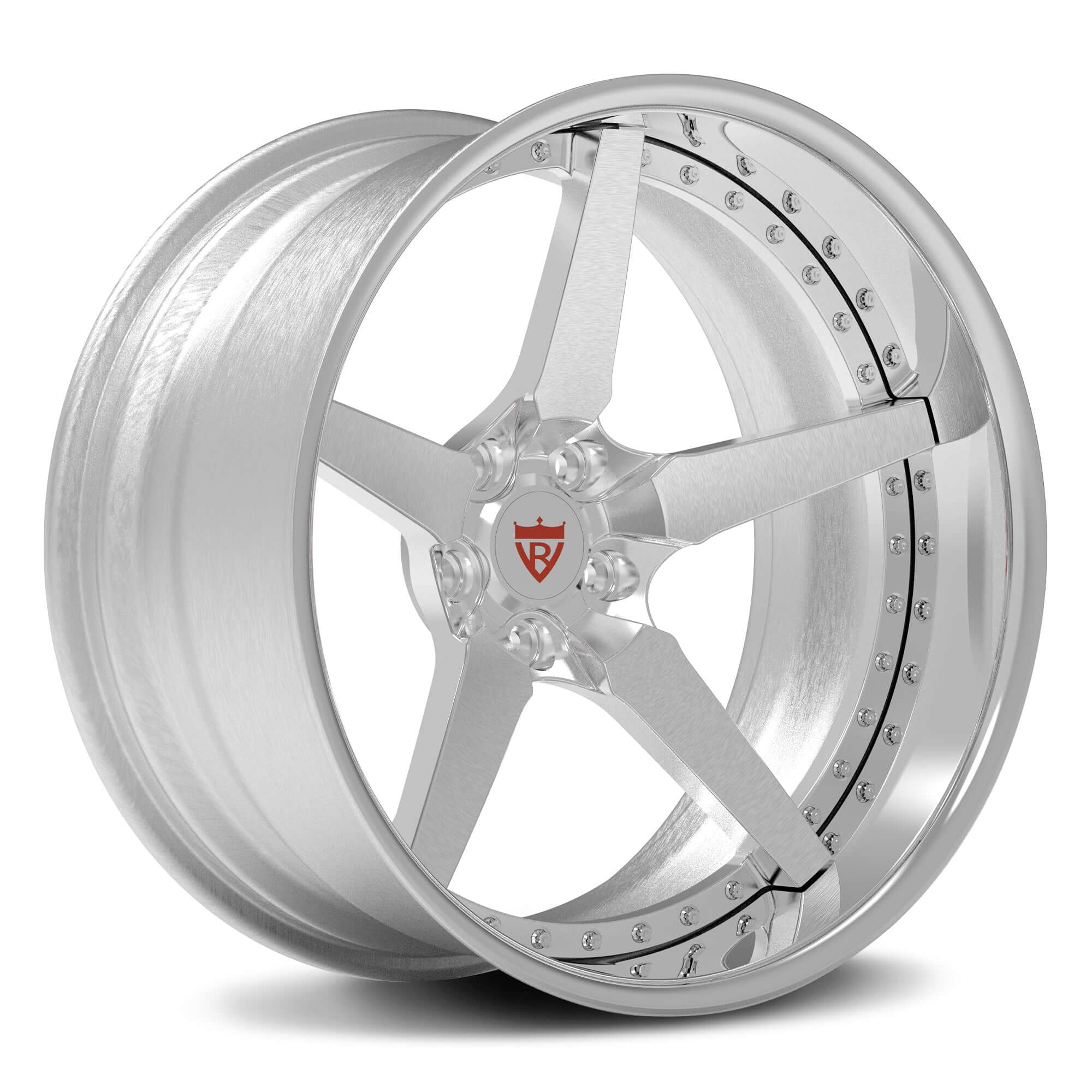 Custom polished black 5 spoke rims with deep dish truck wheels: RV-DF14 - RVRN WHEELS