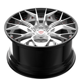 Custom 2-piece aggressive forged wheels RV-DR16, ideal for Corvette C8, featuring sleek chrome accents.