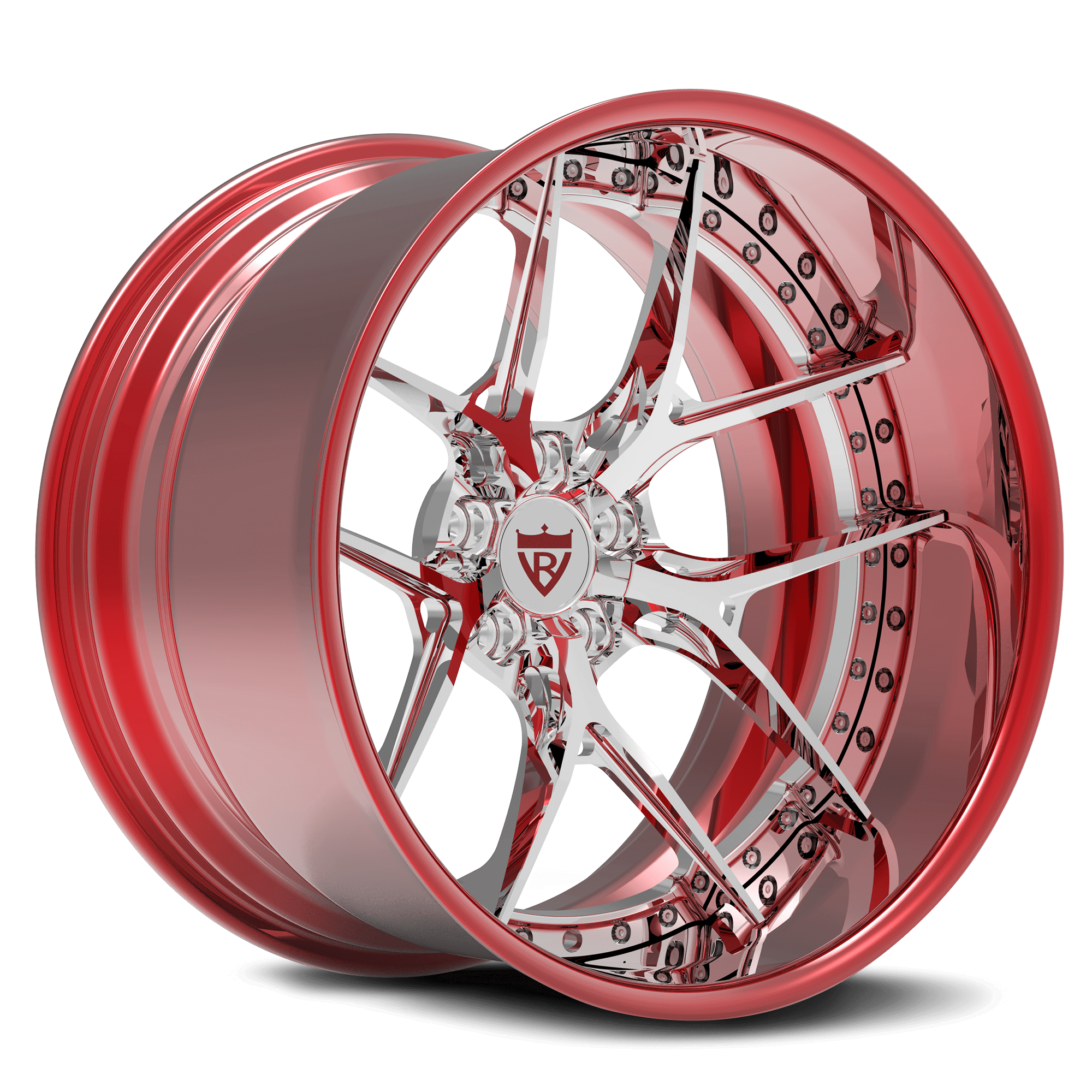 CUSTOM 2-PIECE CONCAVE RED FORGED WHEEL : RV-DR08D - RVRN WHEELS