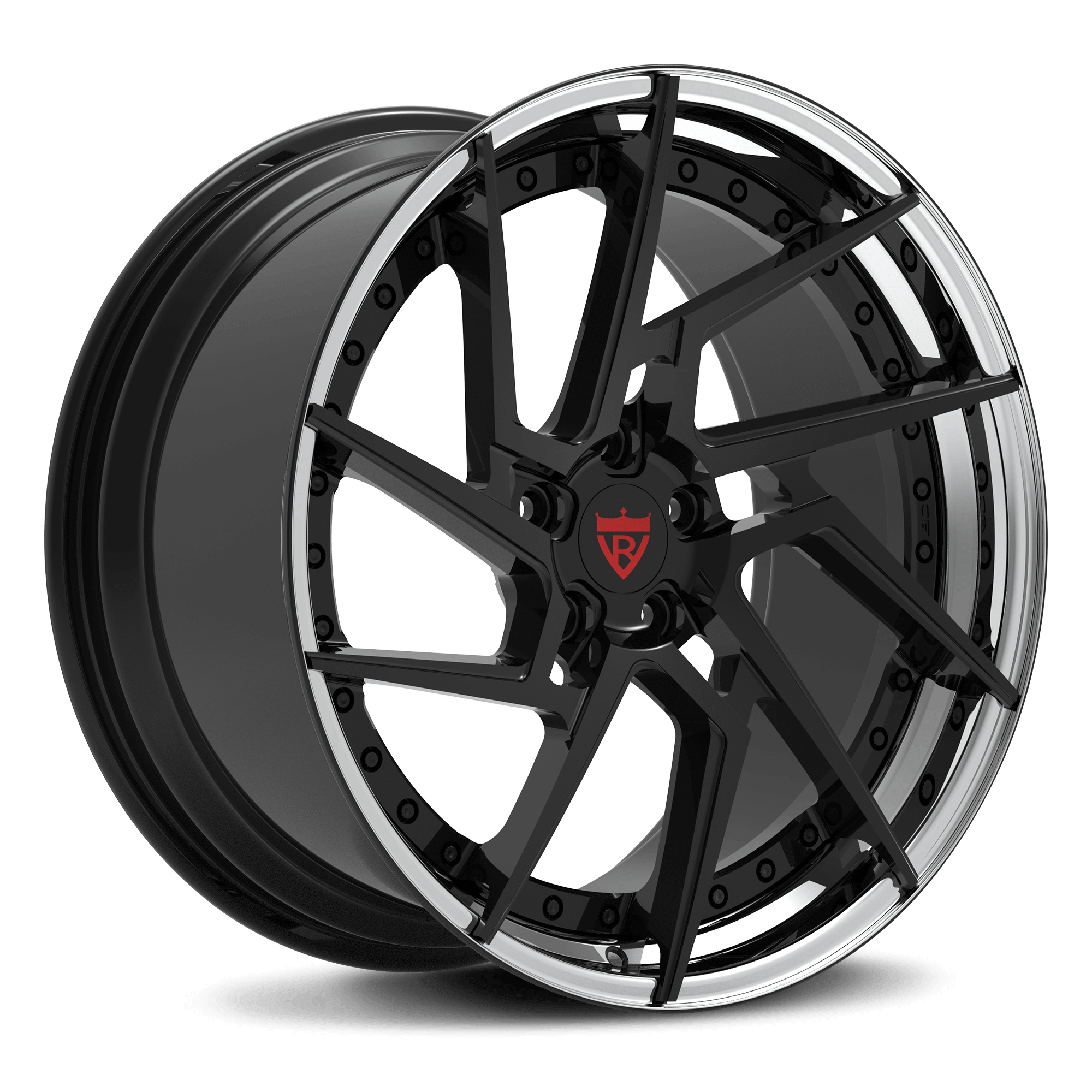 CUSTOM 2 PIECE CUSTOM CHROME AND BLACK FORGED WHEELS:RV-DF041 - RVRN WHEELS