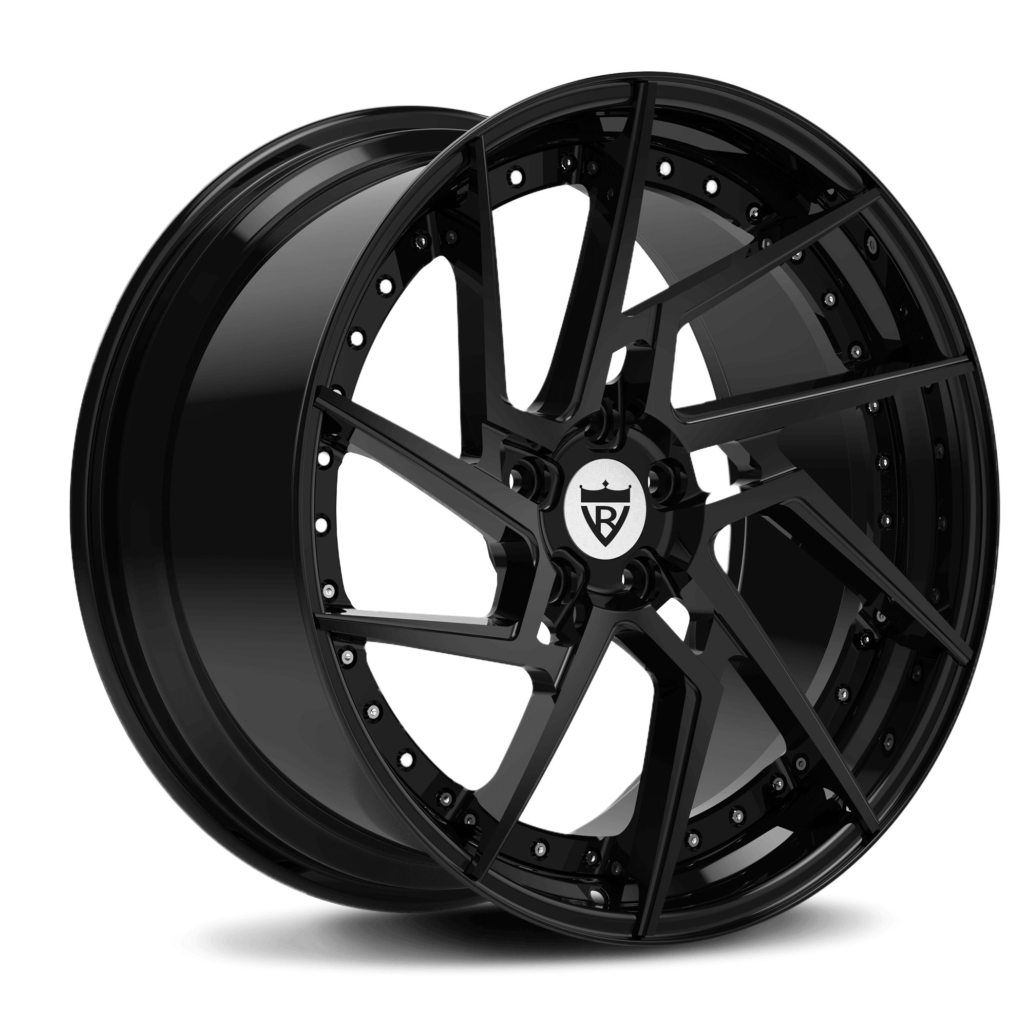 CUSTOM 2 PIECE CUSTOM CHROME AND BLACK FORGED WHEELS:RV-DF041 - RVRN WHEELS