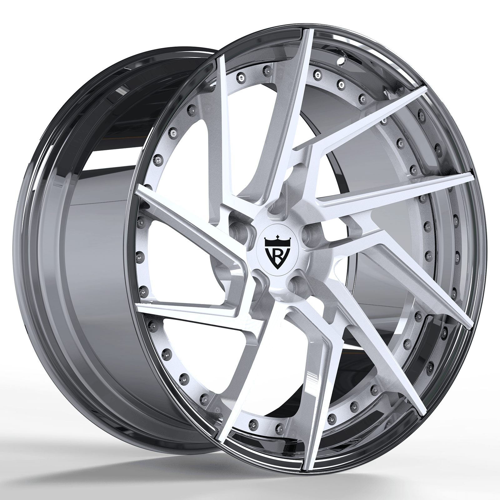 CUSTOM 2 PIECE CUSTOM CHROME AND BLACK FORGED WHEELS:RV-DF041 - RVRN WHEELS