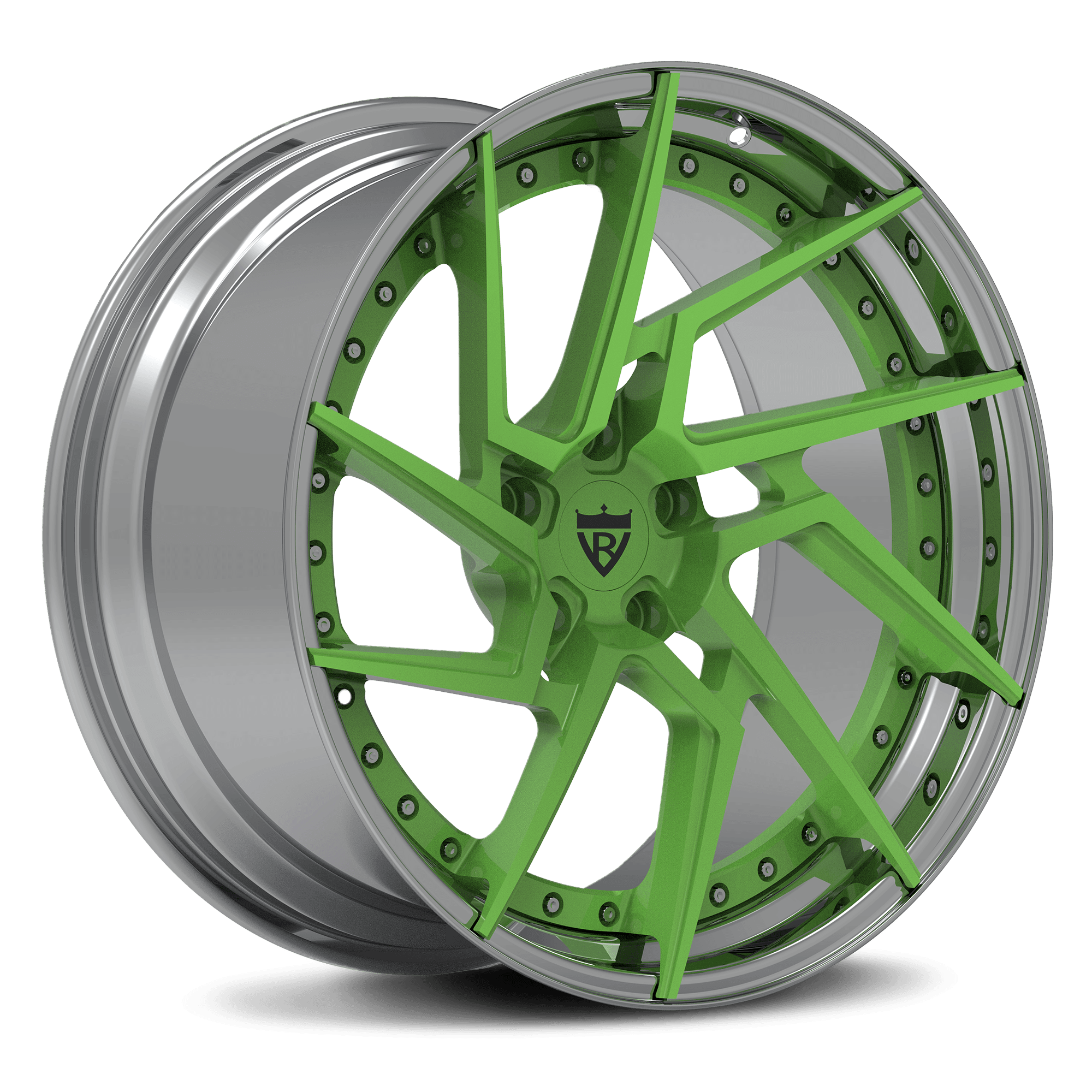 CUSTOM 2 PIECE CUSTOM CHROME AND BLACK FORGED WHEELS:RV-DF041 - RVRN WHEELS