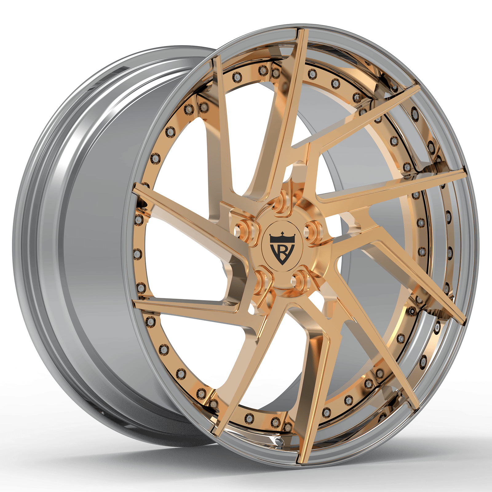CUSTOM 2 PIECE CUSTOM CHROME AND BLACK FORGED WHEELS:RV-DF041 - RVRN WHEELS