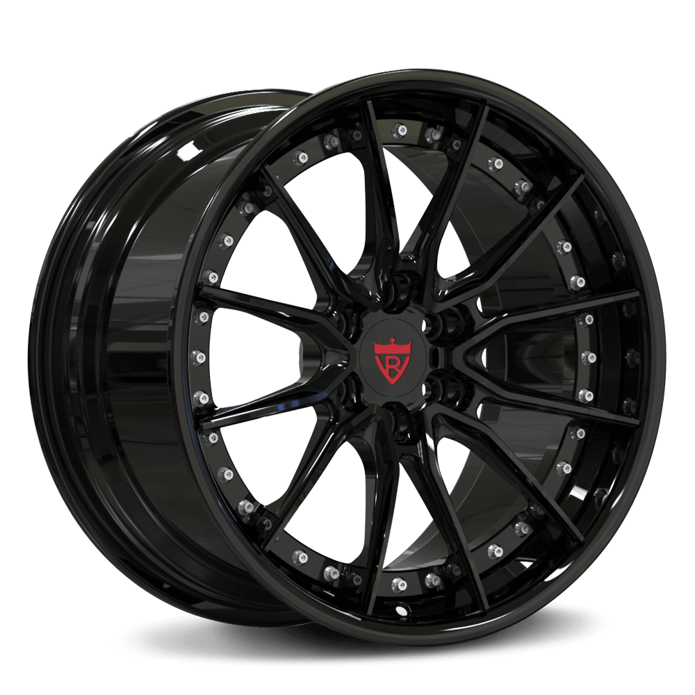Custom black 19-inch staggered 2-piece forged Dodge Viper wheels RV-DB082 with 6 lug design for superior performance and control.