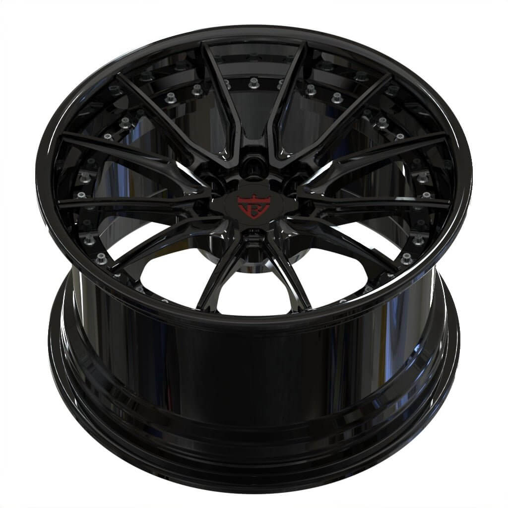 Custom 2-piece forged black 19-inch staggered RV-DB082 wheels for Dodge Viper with 6 lug design