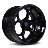 All Gloss Black with Blue Accents custom wheels for Tesla Model