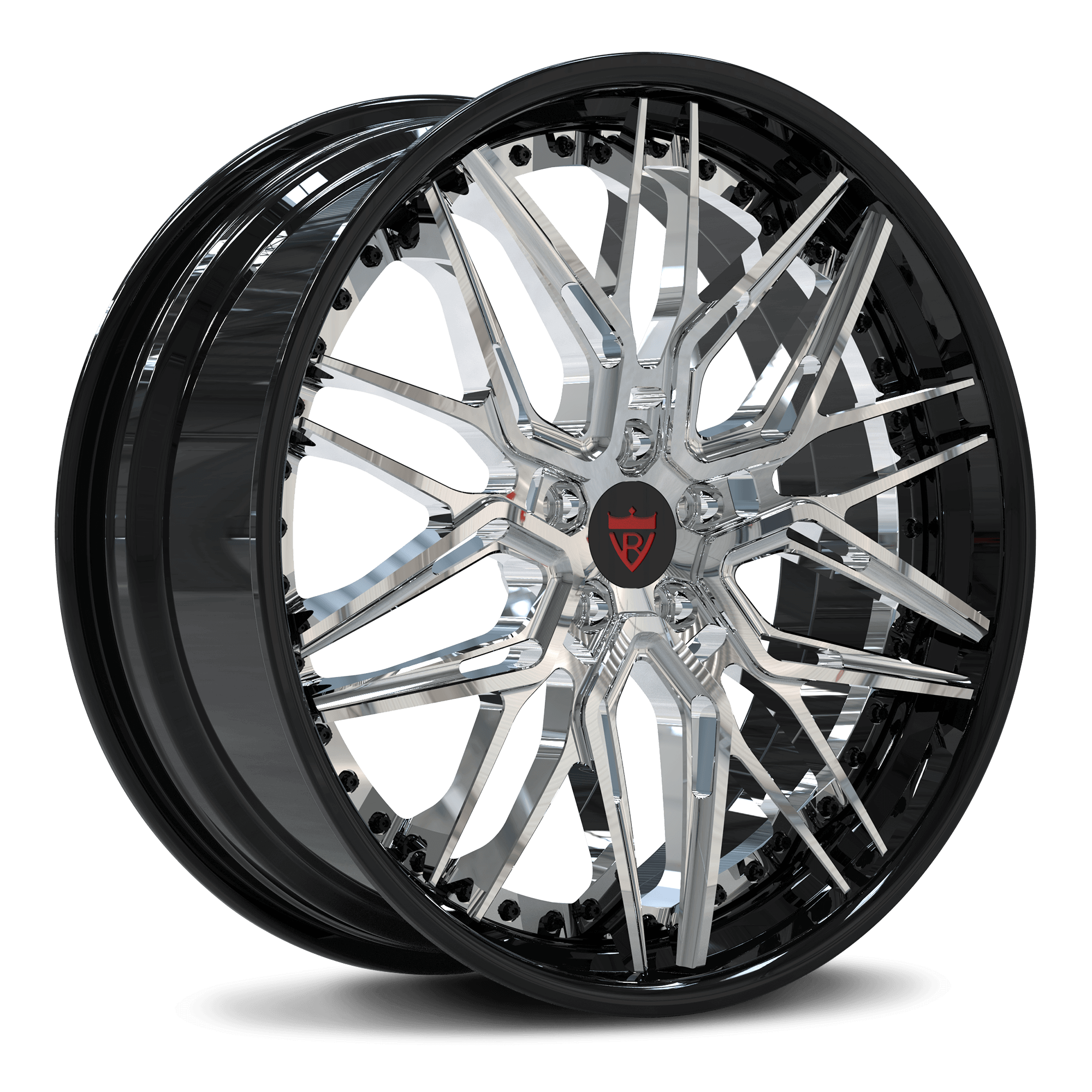 CUSTOM CHRYSLER 300S AFTERMARKET WHEELS-RV-T081-CUSTOM FORGED 2PC RIMS-CHROME AND BLACK