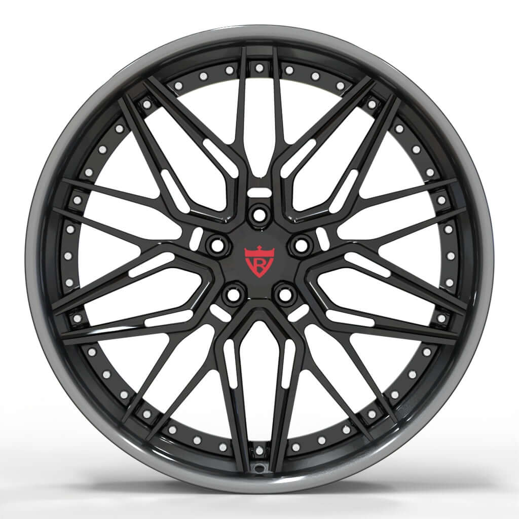 CHRYSLER 300S AFTERMARKET WHEELS-RVRN RV-T081 SERIES-CUSTOM FORGED 2PC RIMS CHROME AND BLACK