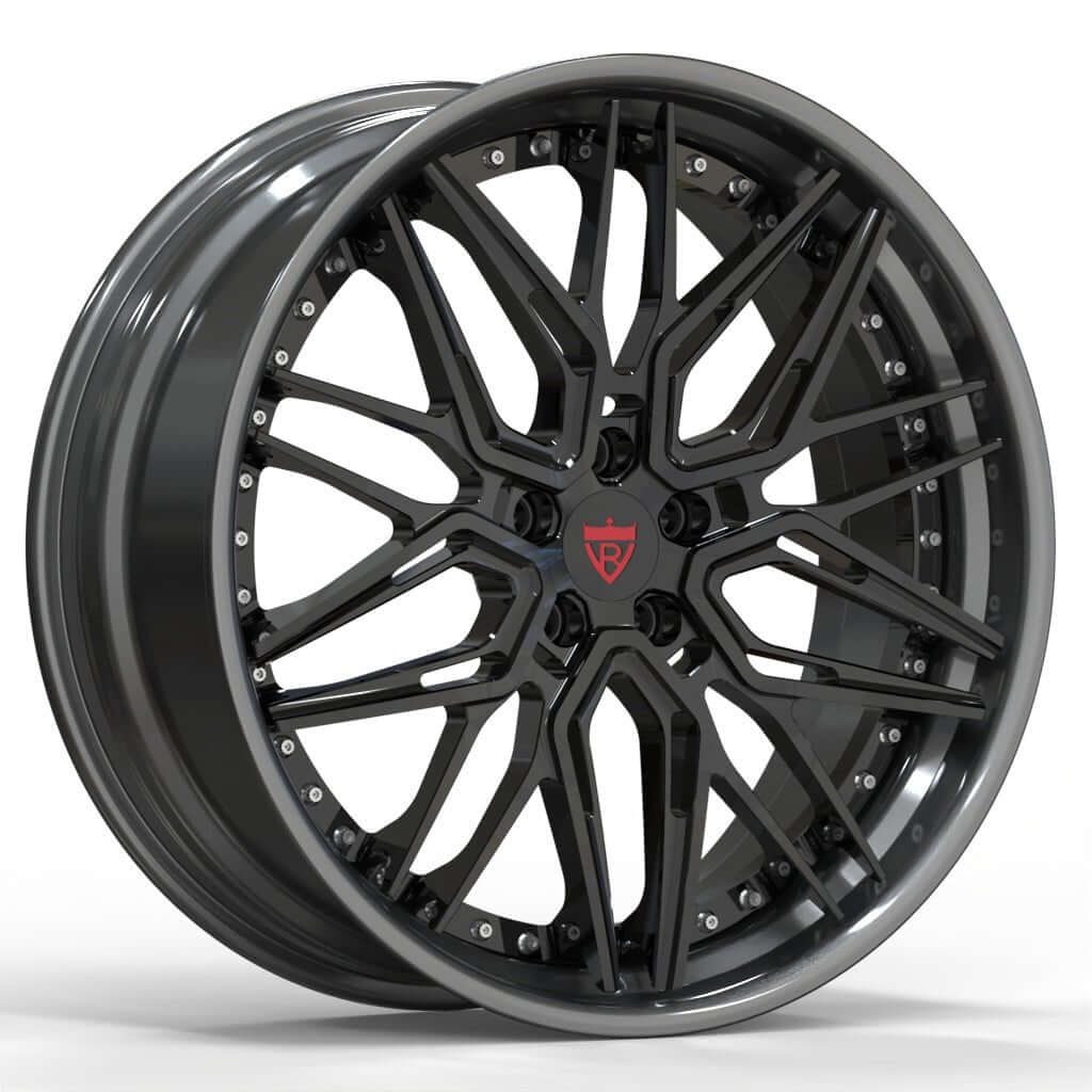 CHRYSLER 300S AFTERMARKET WHEELS-RVRN RV-T081 SERIES-CUSTOM FORGED 2PC RIMS CHROME AND BLACK