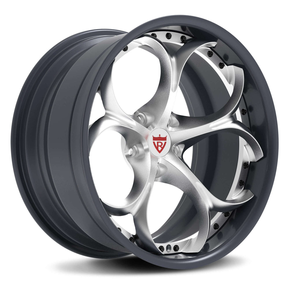 Custom Alfa Romeo Aftermarket Wheels with Brushed Aluminum and Black Color, custom built to order.
