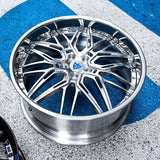 Custom forged Camaro wheels featuring a modern design with a polished finish, perfect for high-performance vehicles.