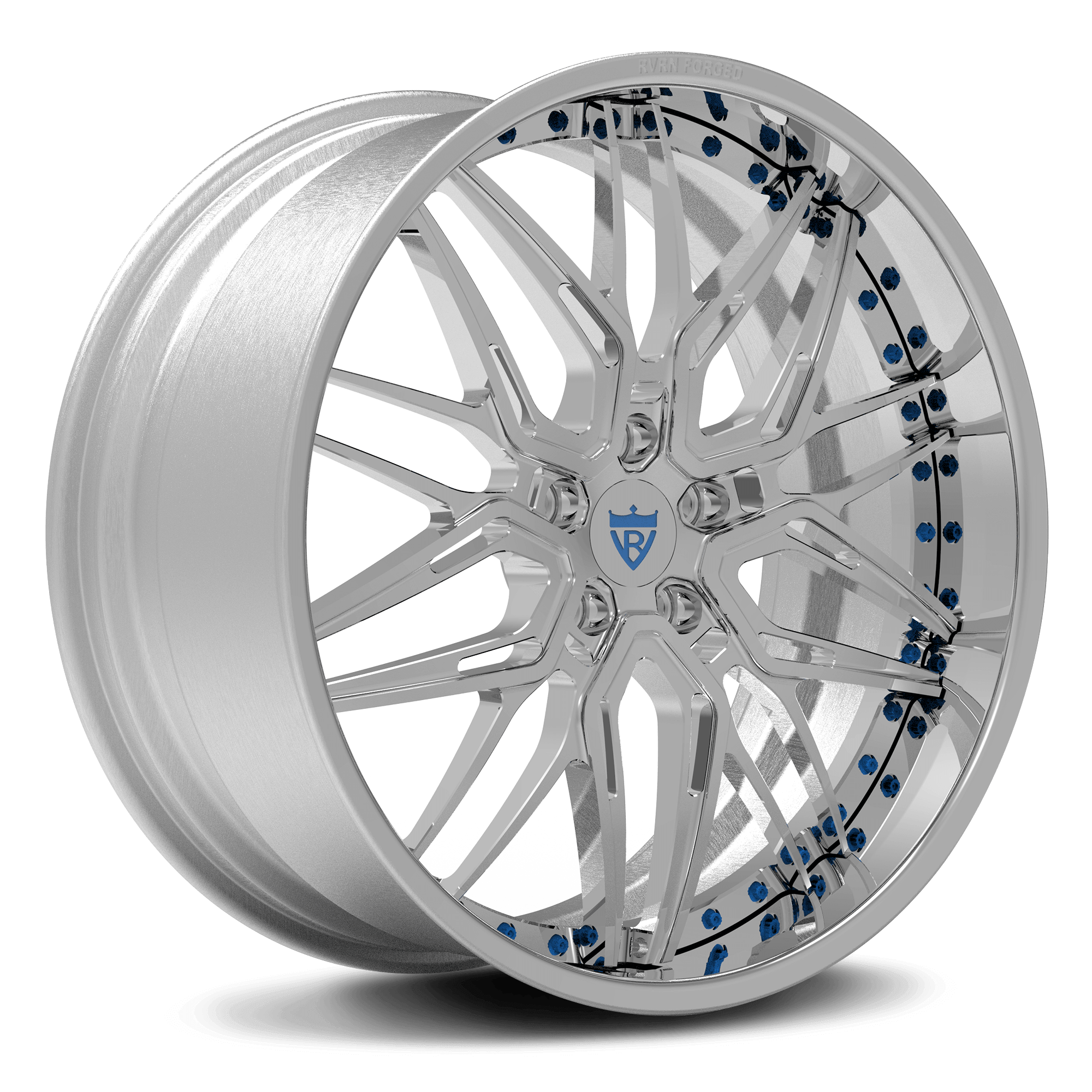 Custom 2-piece forged Camaro wheel, 18 inch chrome finish, designed for performance and style.