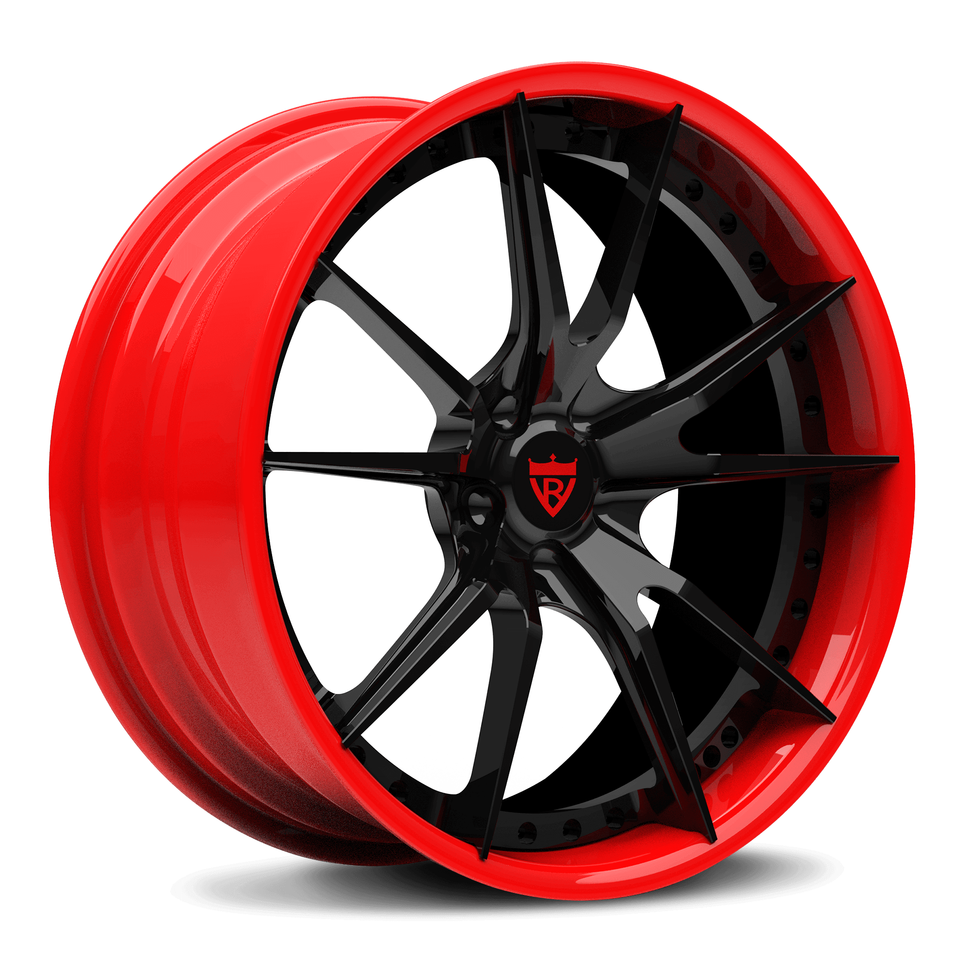 CUSTOM 2 PIECE FORGED RED AND BLACK WHEELS SERIES: RV-DS477 - RVRN WHEELS