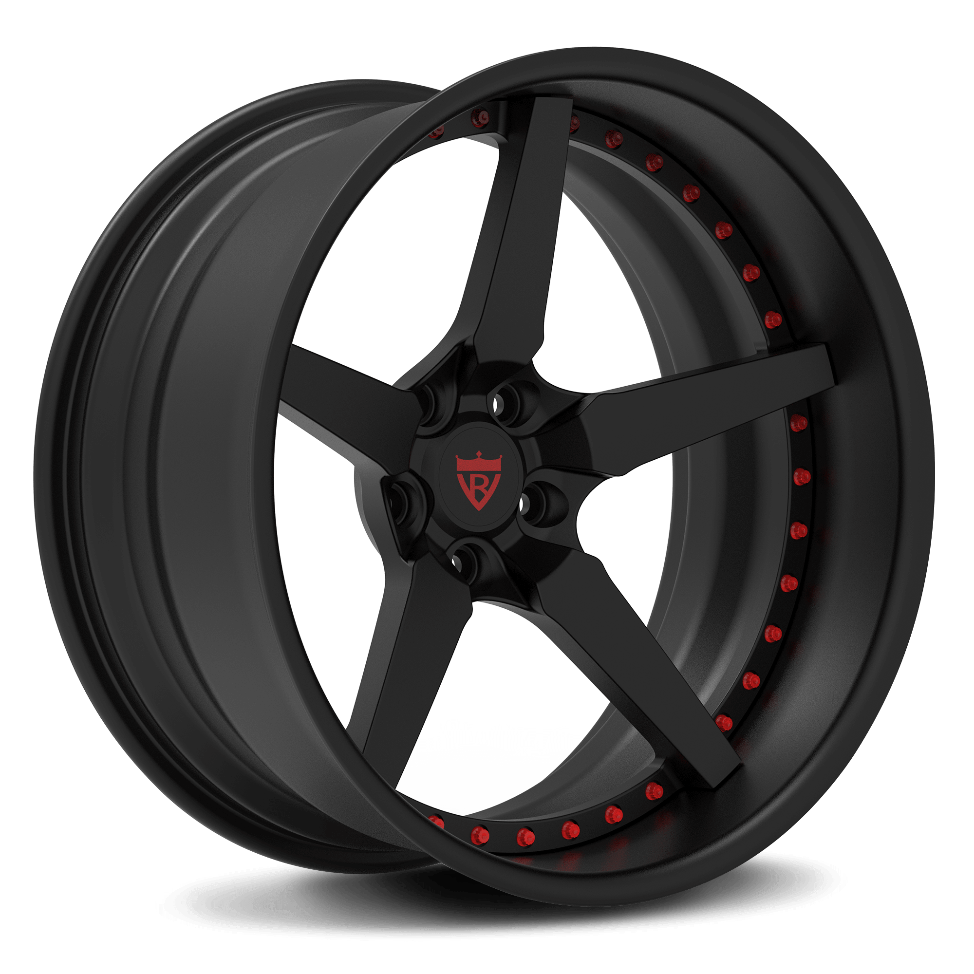 Custom deep dish 5 spoke mustang forged 2-piece wheel - black rims