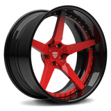 Classic 5 spoke deep dish rims-red and black color combo-RV-DF14 Series with fully forged 2-piece wheels