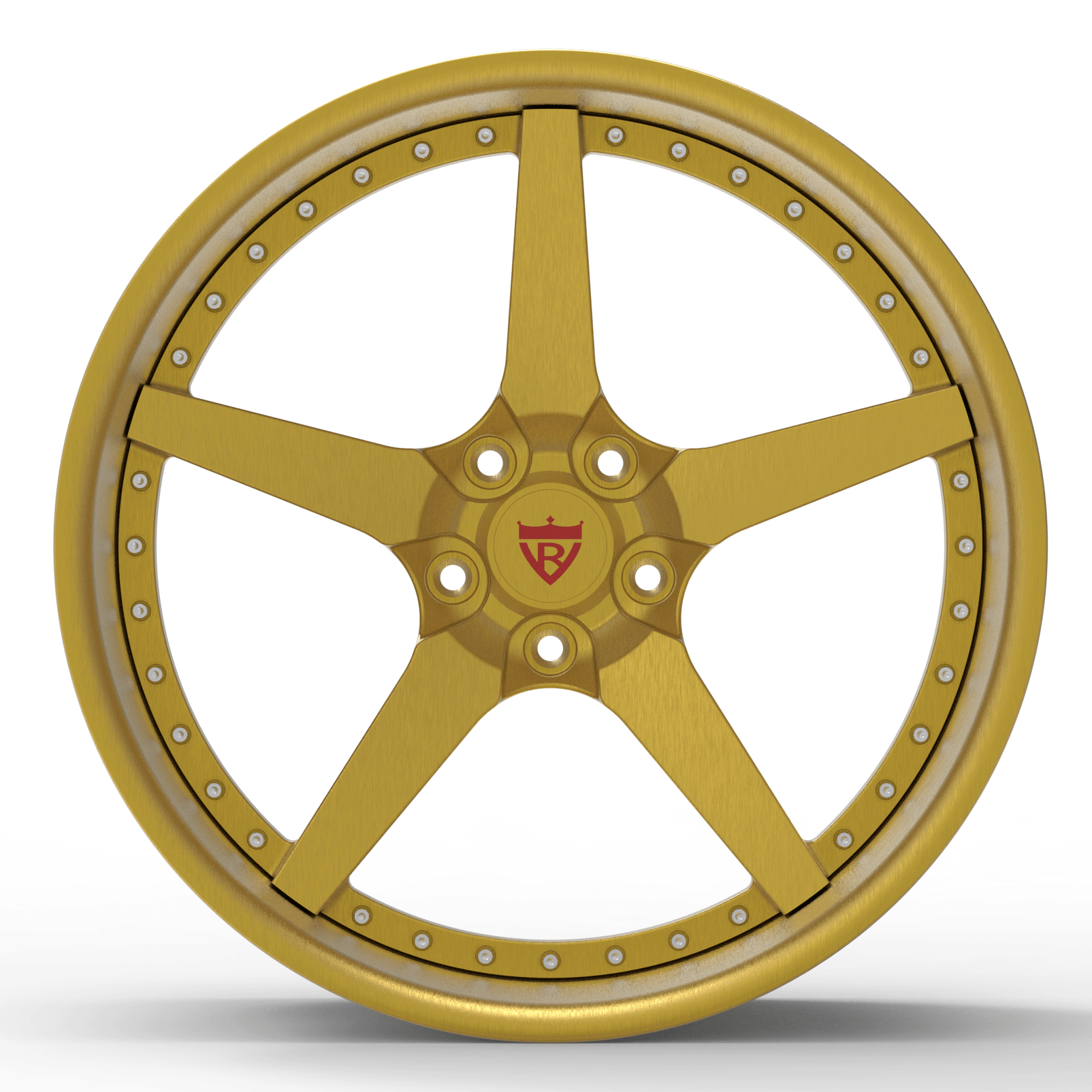 CUSTOM 2 PIECE FORGED Gold 5 spoke WHEELS: RV-DF14 - RVRN WHEELS- the best custom forged wheels brand
