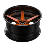 Orange and Black rims with five spoke and deep dish style-RV-DF14 | RVRN Custom Forged 2-Piece Wheels Series